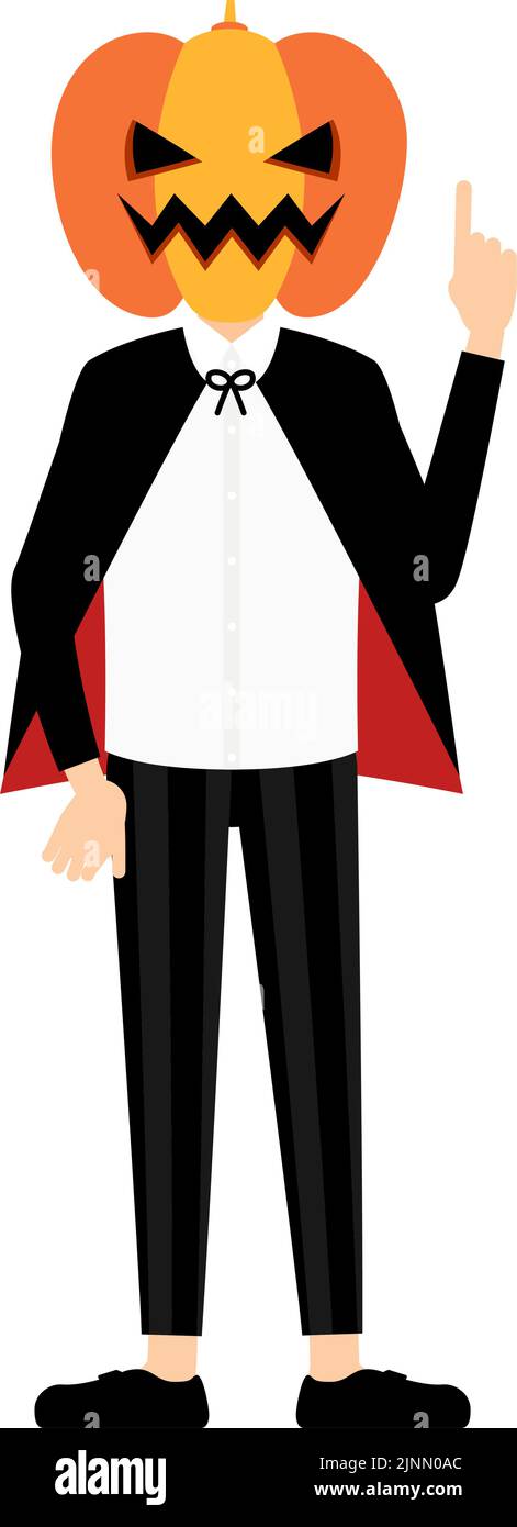 Costume di Halloween, posa di un ragazzo in costume fantasma zucca puntando Illustrazione Vettoriale