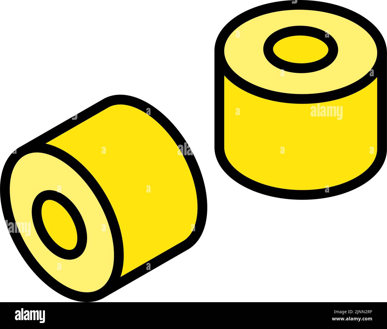 Icona gialla isometrica ruota semplice, parti skateboard Illustrazione Vettoriale