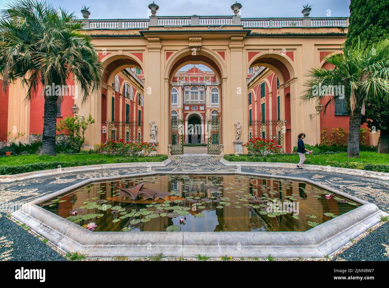 Giardino terrazzato del Palazzo reale, Palazzo reale, Genova, Liguria, Mediterraneo, Costa mediterranea, Italia Foto Stock