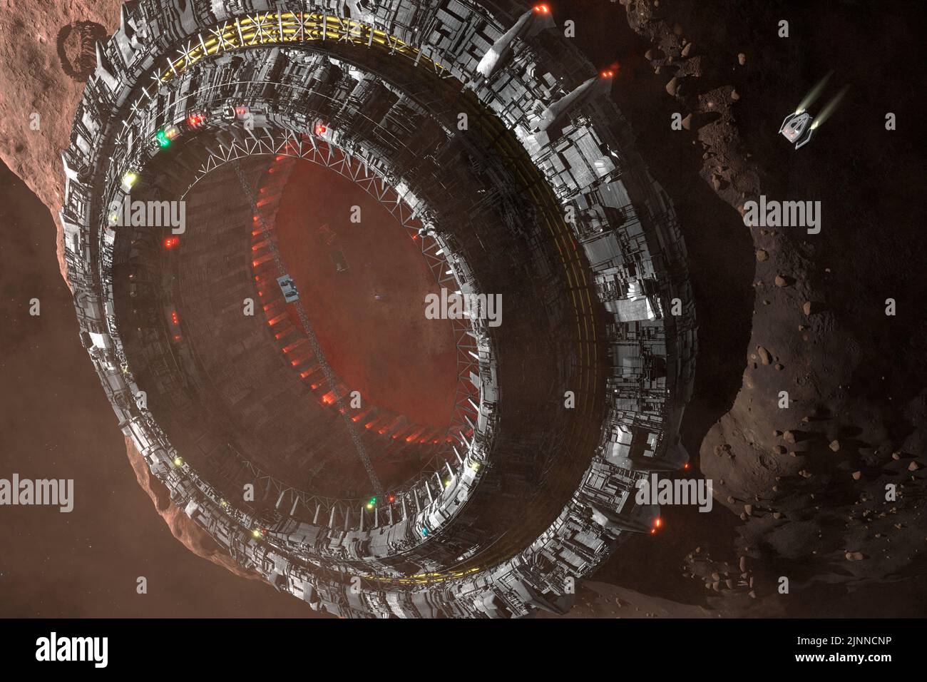 Opere d'arte di un asteroide in via di minamento. Foto Stock