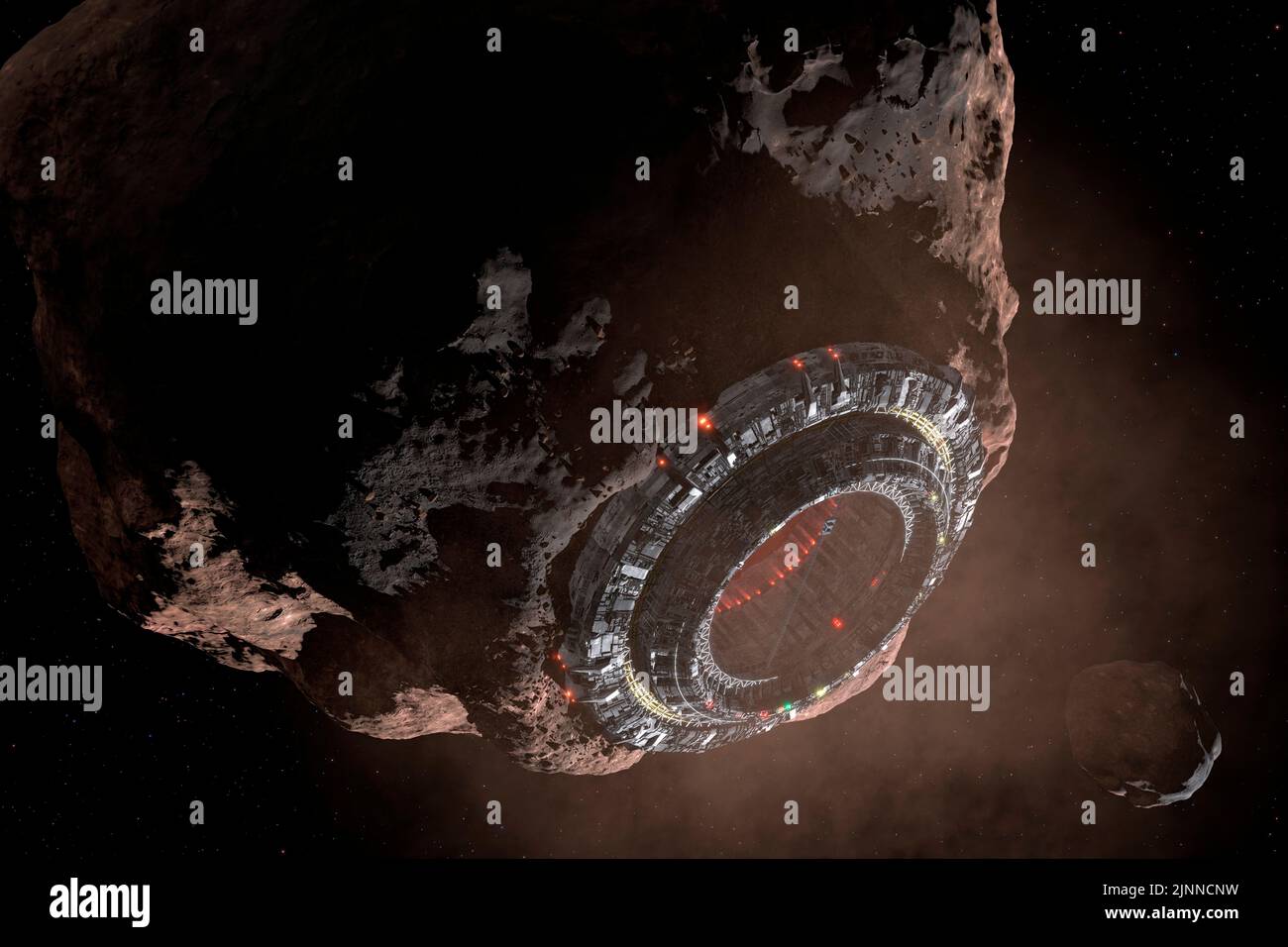 Opere d'arte di un asteroide in via di minamento. Foto Stock