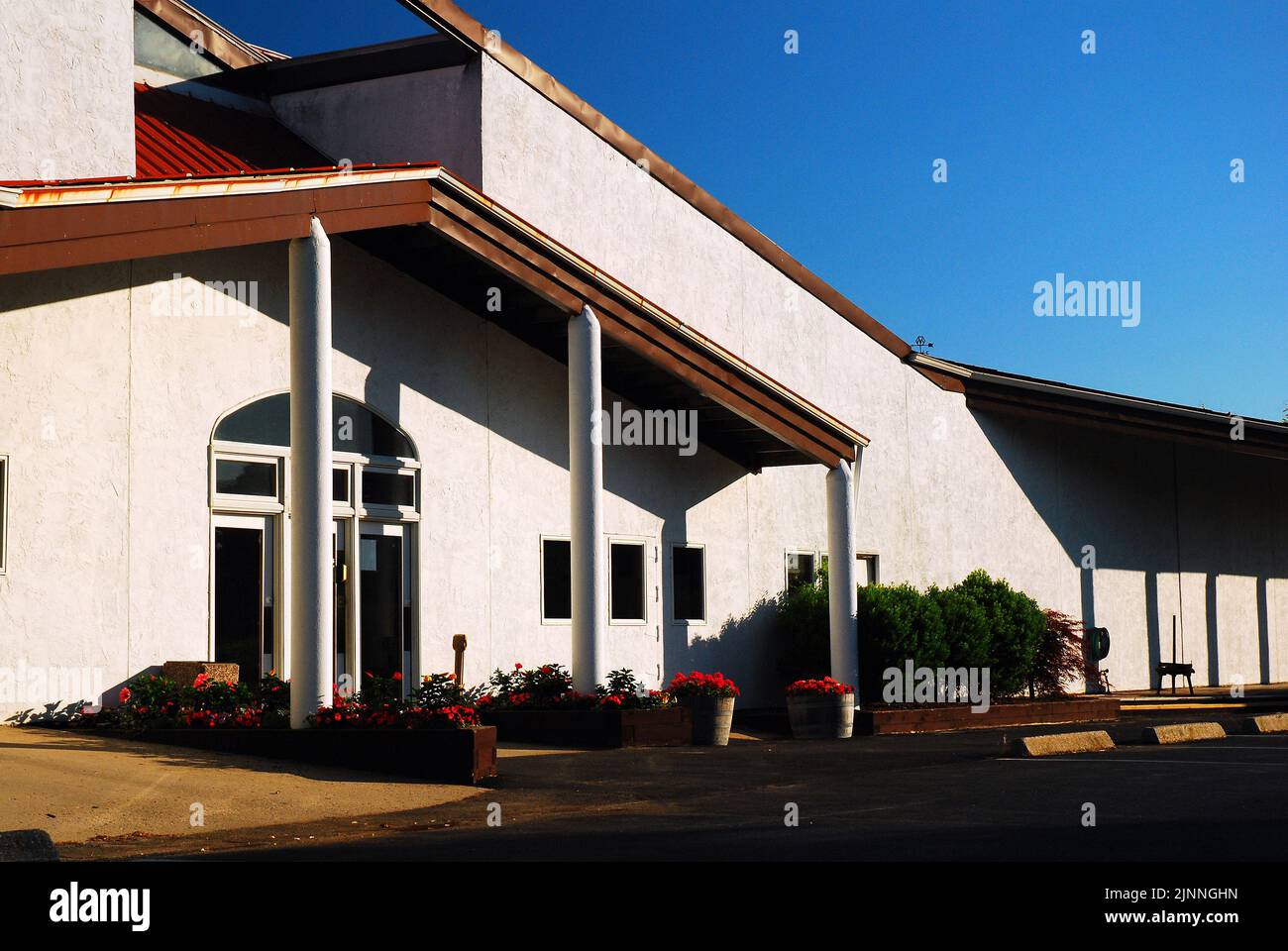 La sala di degustazione per le cantine Biddell, una cantina sulla diramazione nord di Long Island Foto Stock