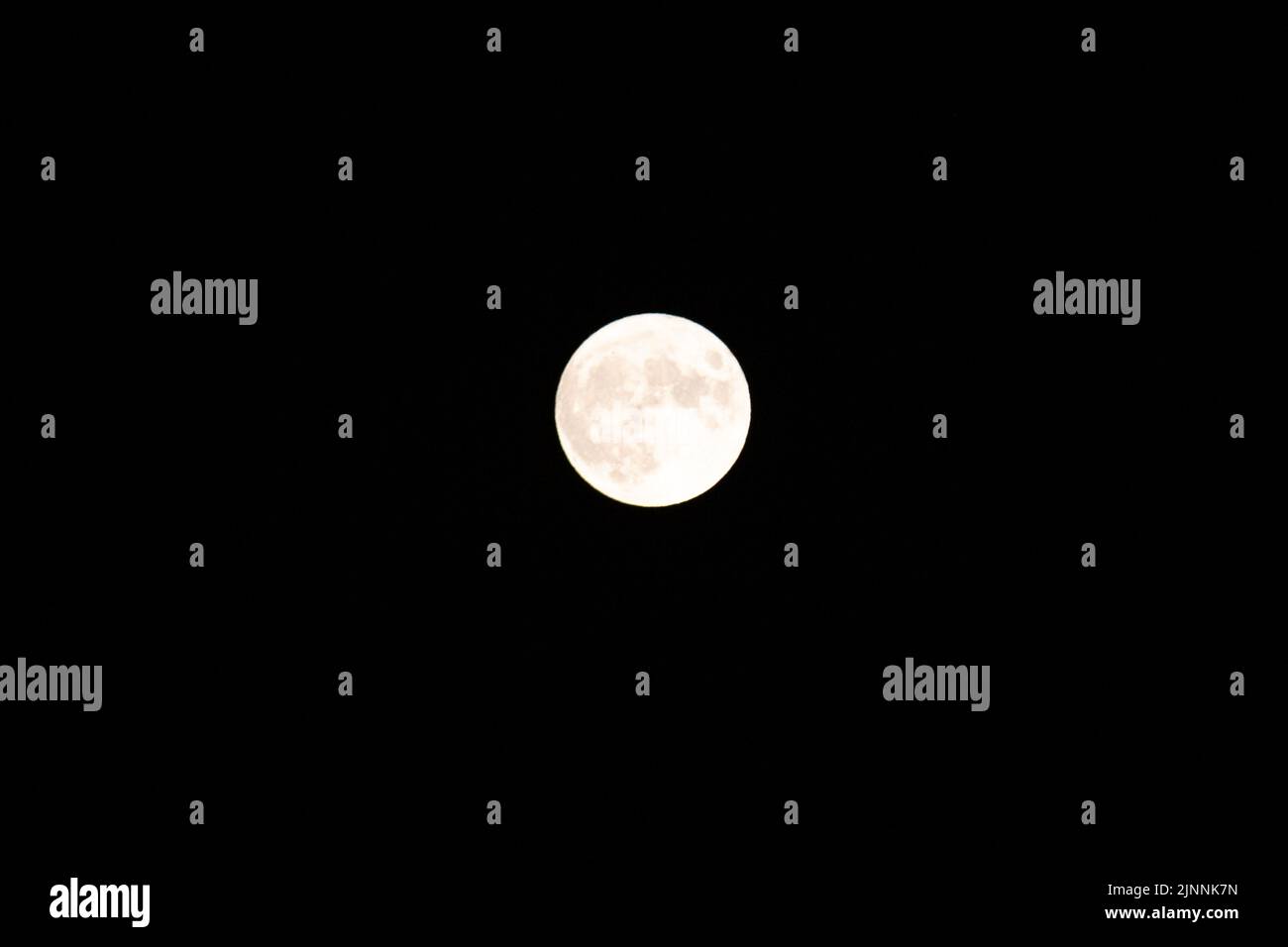 New York City, Stati Uniti. 11th ago, 2022. Il Supermoon Sturgeon. La luna piena di agosto, l'ultima superluna dell'anno, arrivò il 11th agosto. (Credit Image: © Karla Cot/SOPA Images via ZUMA Press Wire) Foto Stock