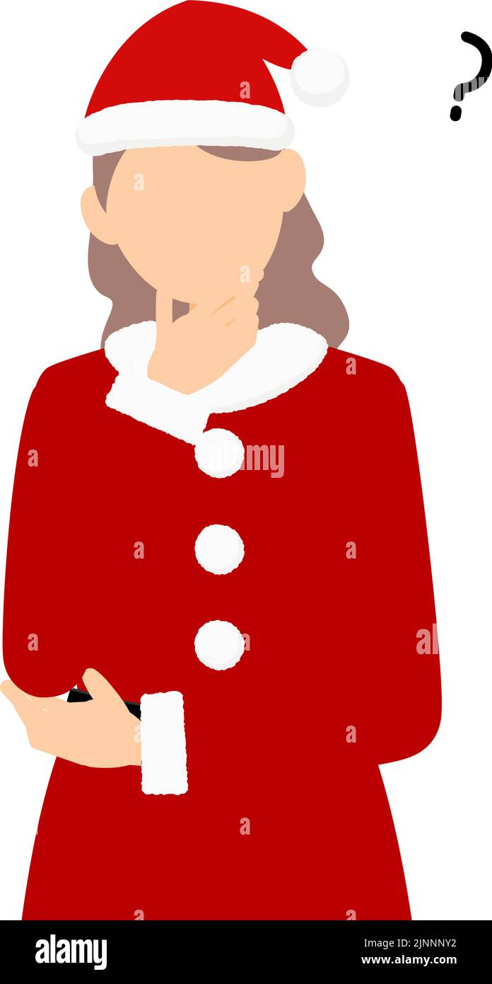 Donna in Babbo Natale con le braccia ripiegate pensare Illustrazione Vettoriale