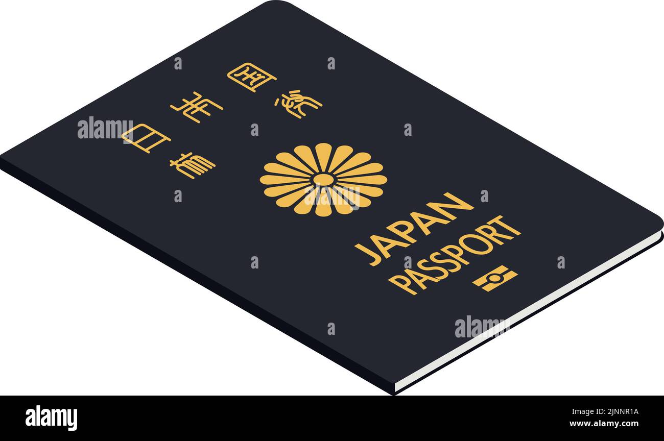 Passaporto Generale Giapponese, Isometrico Blu scuro - traduzione: Passaporto Giapponese Illustrazione Vettoriale Passaporto Generale Giapponese, Isometrico Blu scuro - traduzione: Passaporto Giapponese Illustrazione Vettoriale
