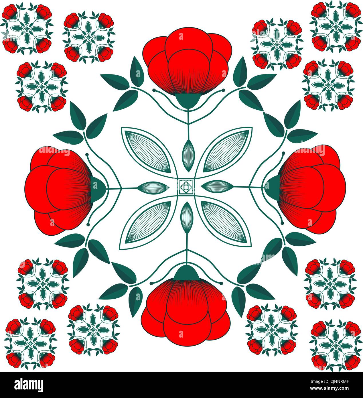 Design con motivo Red Roses Foto Stock