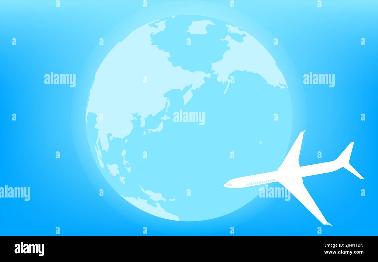 Blue Earth (Eurasia e Oceano Pacifico) e aereo Illustrazione Vettoriale