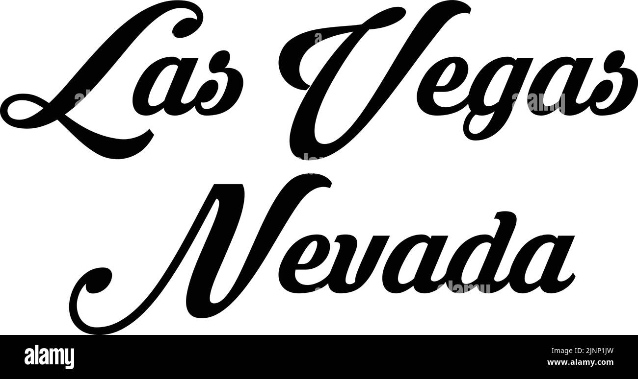 Illustrazione del cartello di testo di Las Vegas Nevada su sfondo bianco. Illustrazione Vettoriale
