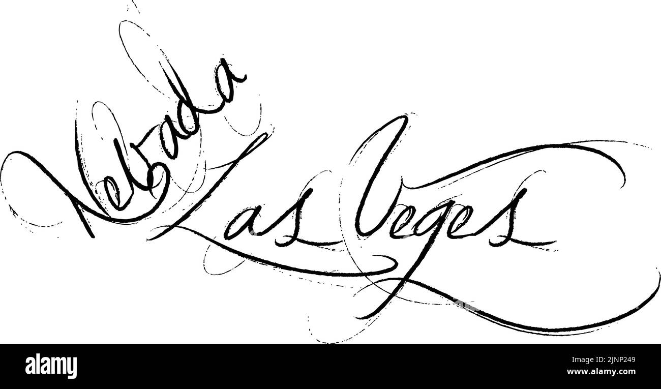 Illustrazione del cartello di testo di Las Vegas Nevada su sfondo bianco. Illustrazione Vettoriale