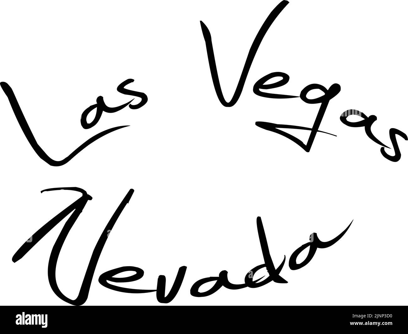 Illustrazione del cartello di testo di Las Vegas Nevada su sfondo bianco. Illustrazione Vettoriale