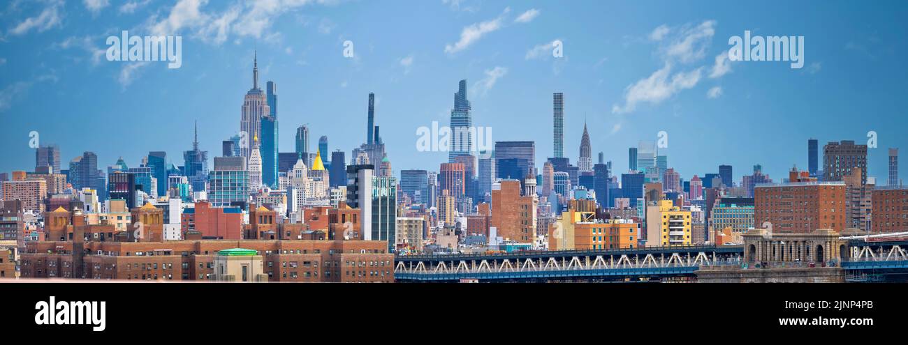 Manhattan a New York City skyline vista panoramica, Stati Uniti d'America Foto Stock