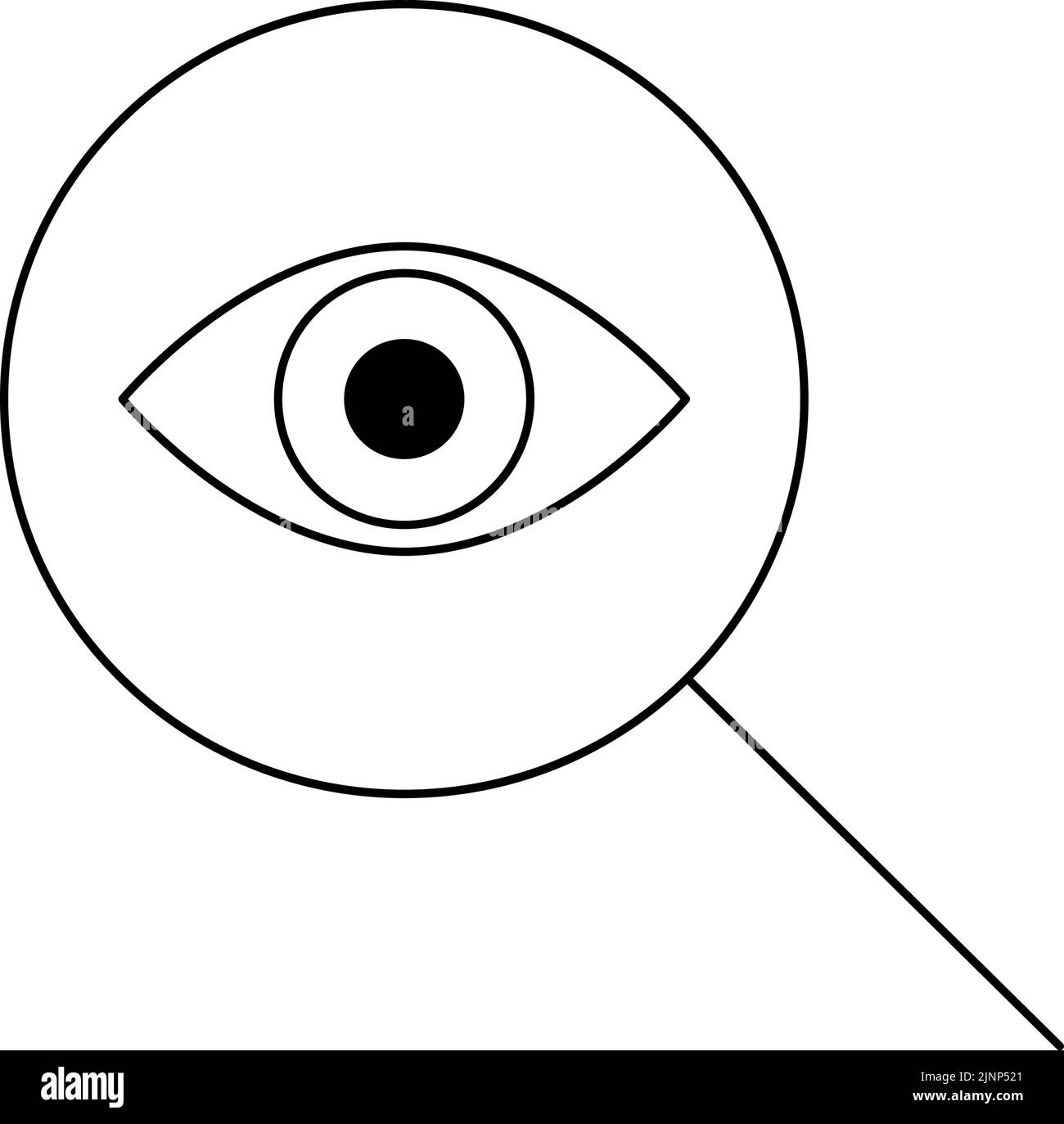 Occhi semplici e lente d'ingrandimento, ricerca immagine Illustrazione Vettoriale