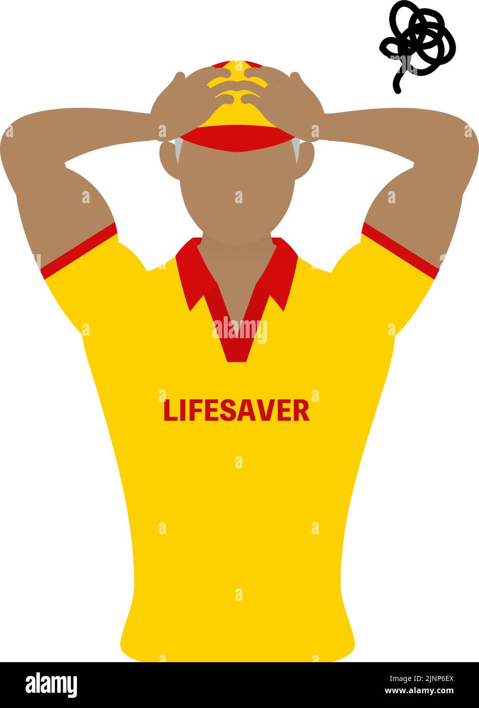 Senior Lifesavers maschio in pose, preoccuparsi con la testa Illustrazione Vettoriale