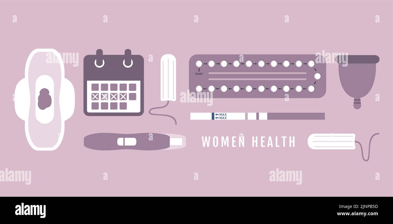 donna salute contraccezione e igiene info grafica Illustrazione Vettoriale