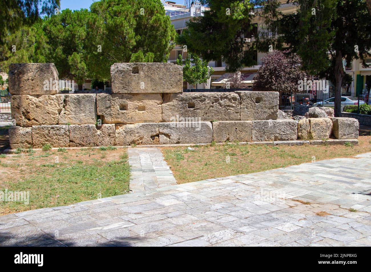 Sparta, Grecia, 20 luglio 2022. Tomba di Leonida nel centro di Sparta Foto Stock