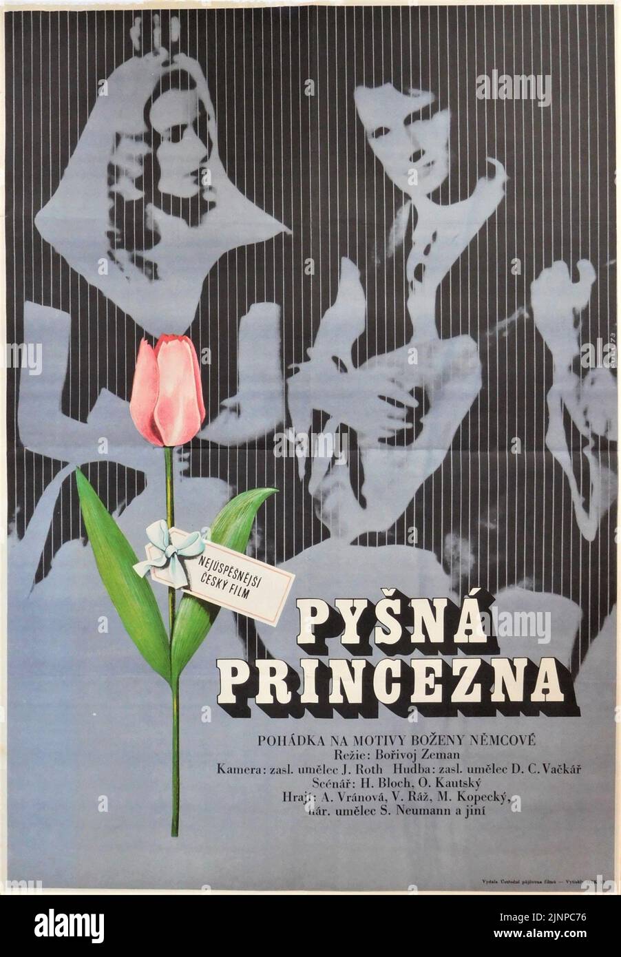 Poster di rilasci del 1973 per ALENA VRANOVA e VLADIMIR RAZ in PYSNA PRINCEZNA / L'ORGOGLIOSA PRINCIPESSA 1952 regista BORIVOJ ZEMAN breve storia Bozena Nemcova Ceskoslovensky Statni Film Foto Stock