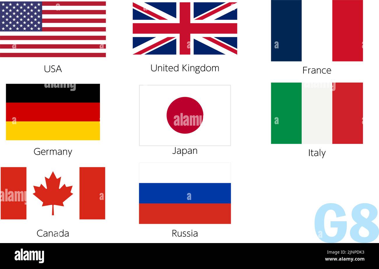 Bandiera di G8 paesi membri Illustrazione Vettoriale