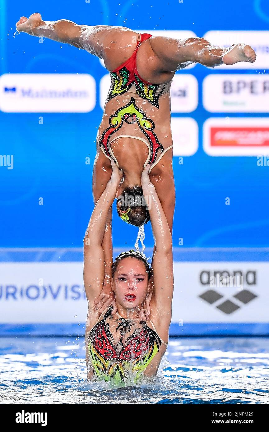 Roma, Italia. 13th ago, 2022. ITALIA-B, ANDINA Beatrice/DI LECCE Arianna, ESEGIO Beatrice/MACCHI Alessia, PEDOTTI Susanna/TABBIANI Sophie, VERNICE Giulia/PETTA BeatriceTeam Free Preparal Artistic Swimming Rome, 13/8/2022 Stadio Nicola Pietrangeli XXVI LEN Campionati europei Roma 2022 Foto Pasquale F. meefemoto/andrea Defimia Live Infidefimia/alfidefimoto Foto Stock