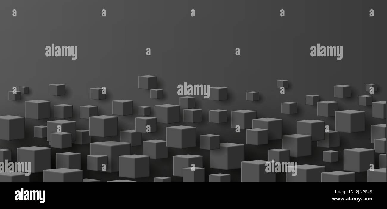 Cubi neri che creano struttura, sfondo astratto Illustrazione Vettoriale