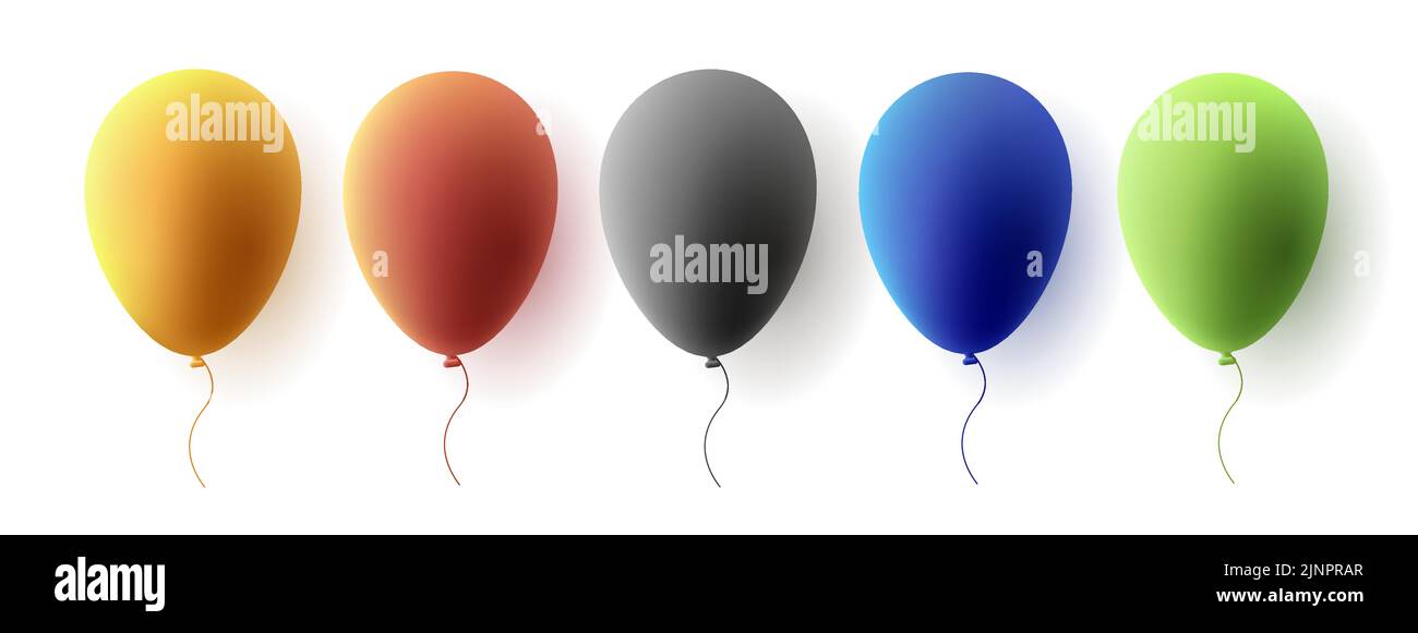 Set di palloncini colorati, stile cartoon 3D, isolato Illustrazione Vettoriale