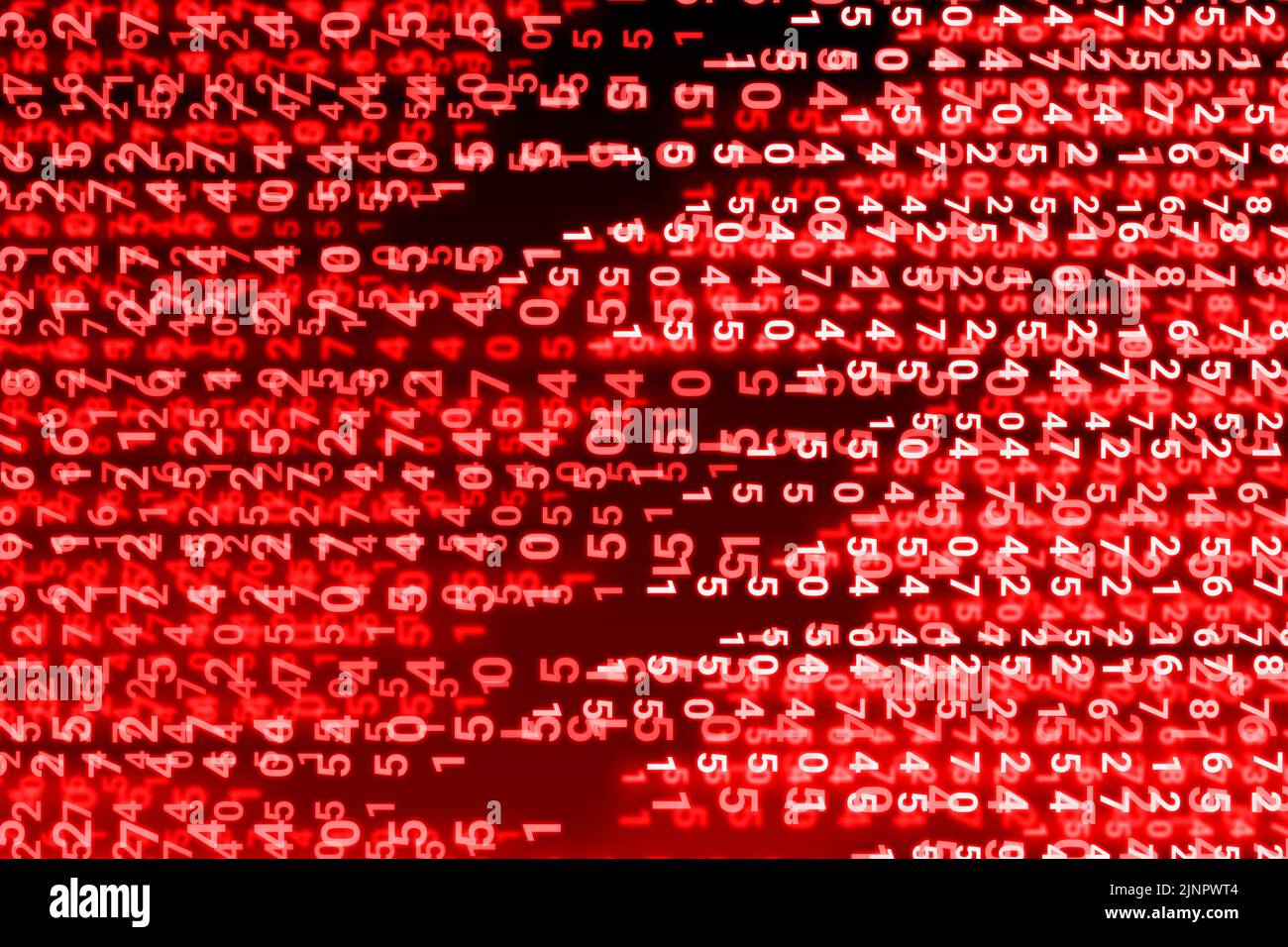 illustrazione di sfondo a 3d numeri digitali con luce brillante. concetto per codici digitali, tecnologici e informatici. Foto Stock