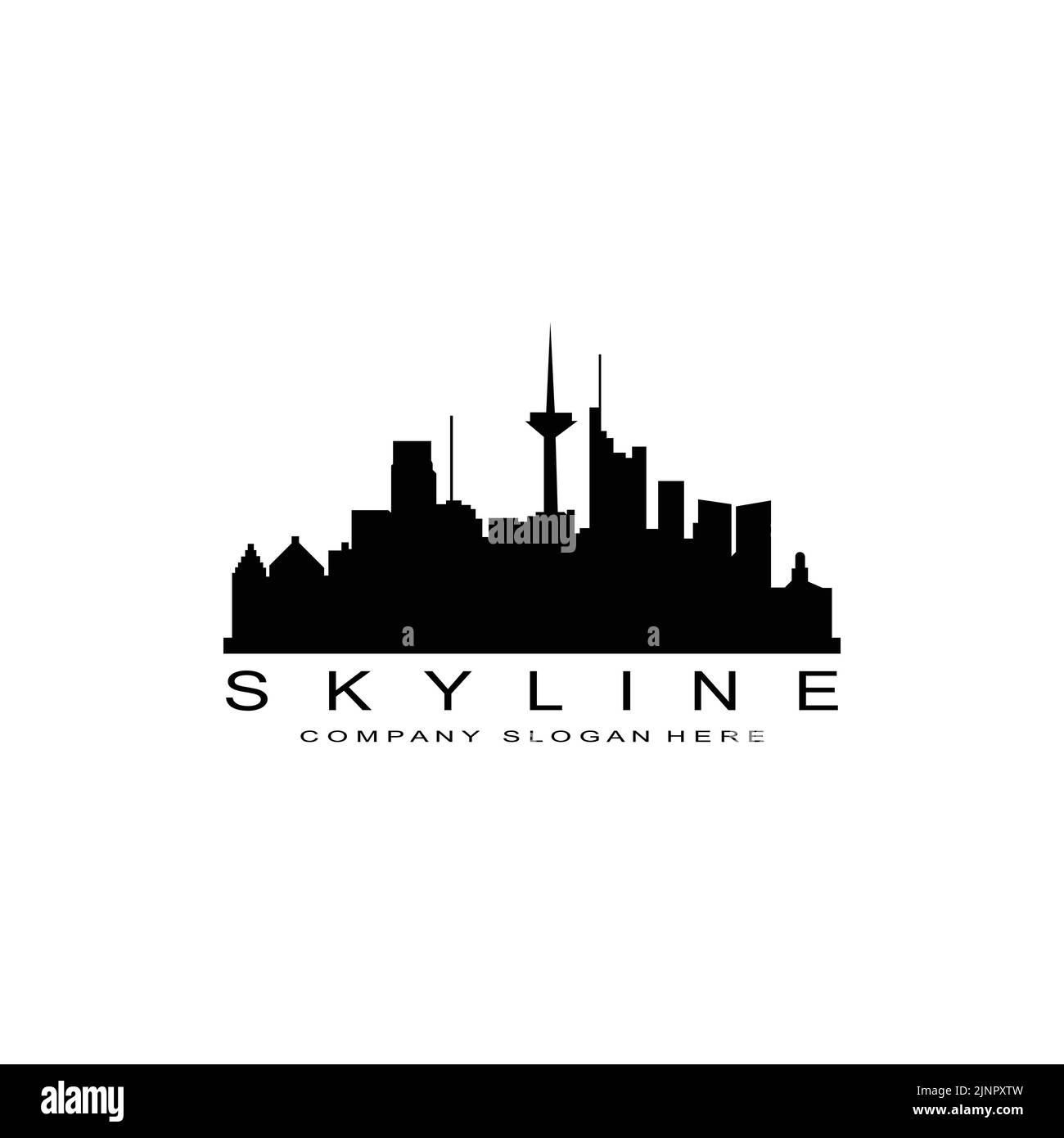 City Skyline, Skyscraper per Urban Real Estate Building Logo Design Vector Illustrazione Vettoriale