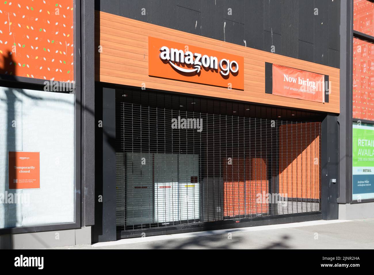 Seattle - 07 agosto 2022; il negozio Amazon Go nel centro di Seattle è temporaneamente chiuso nell'agosto 2022 a causa di problemi di sicurezza dichiarati dall'azienda Foto Stock