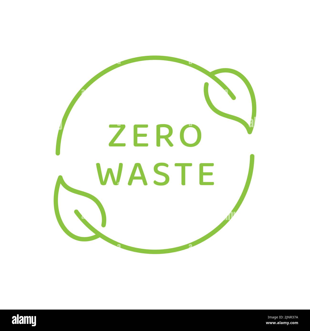 Etichetta vettore semplice Zero Waste. Logo ecologico con foglia. Illustrazione Vettoriale