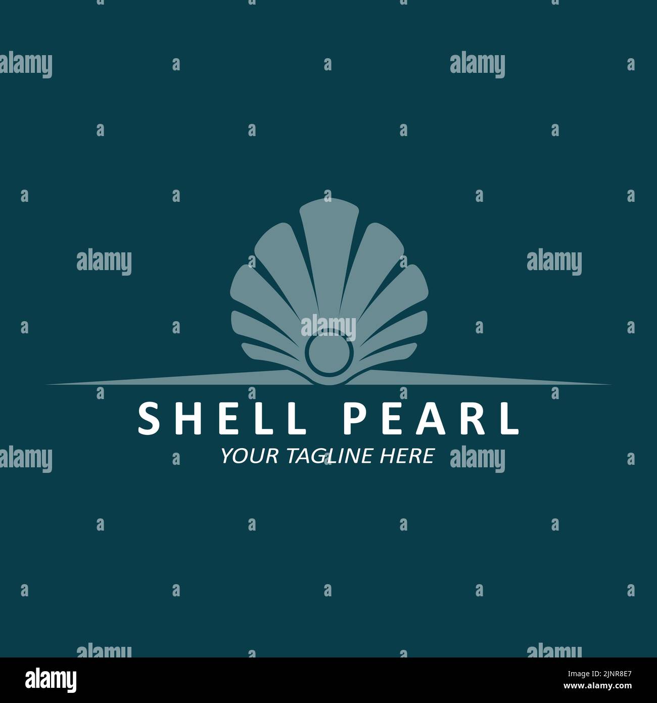 Elegante Luxury Beauty Logo Design Shell Pearl Jewellery, adatto per adesivi, striscioni, poster, aziende Illustrazione Vettoriale