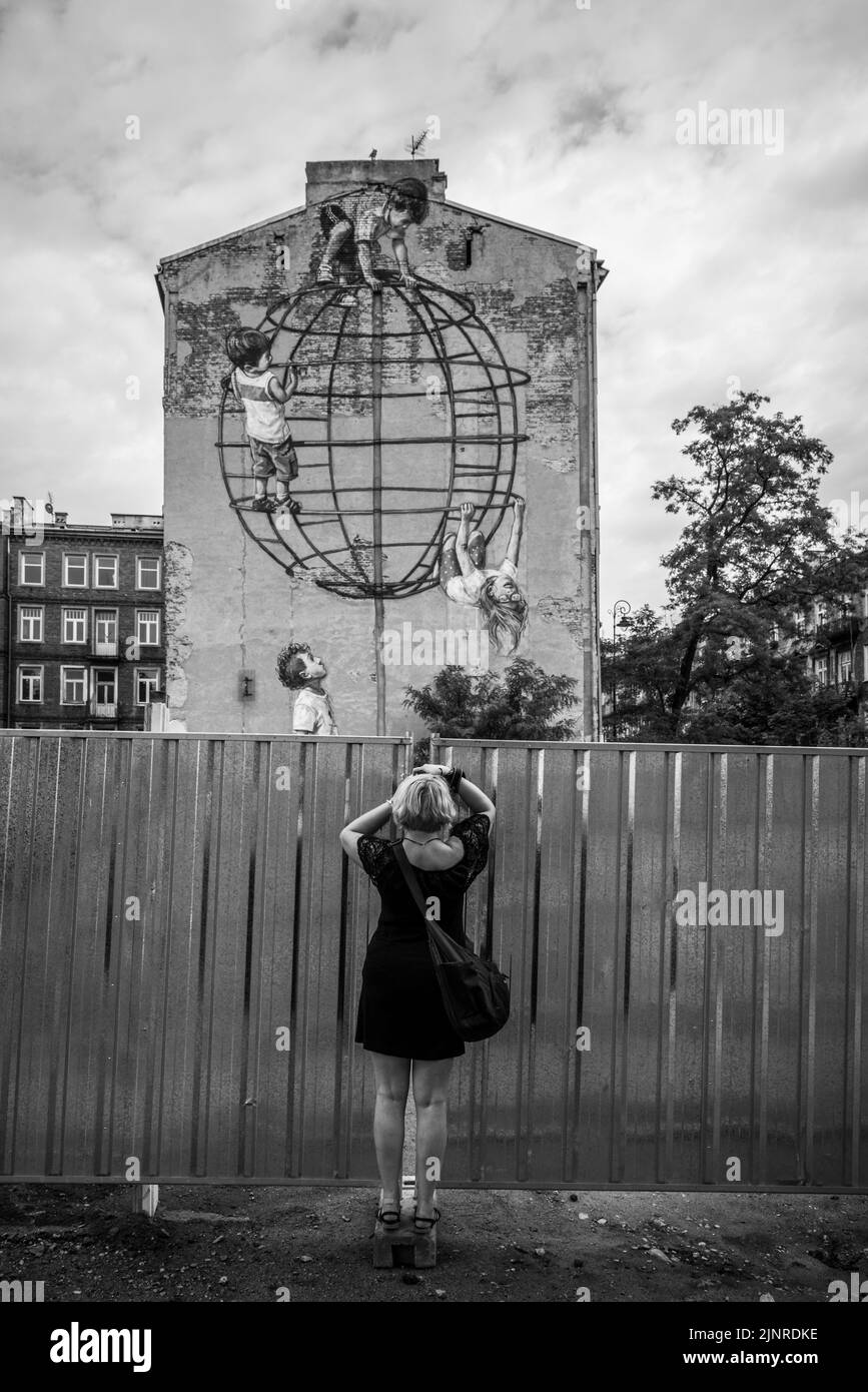 Murales a Varsavia, Polonia Foto Stock