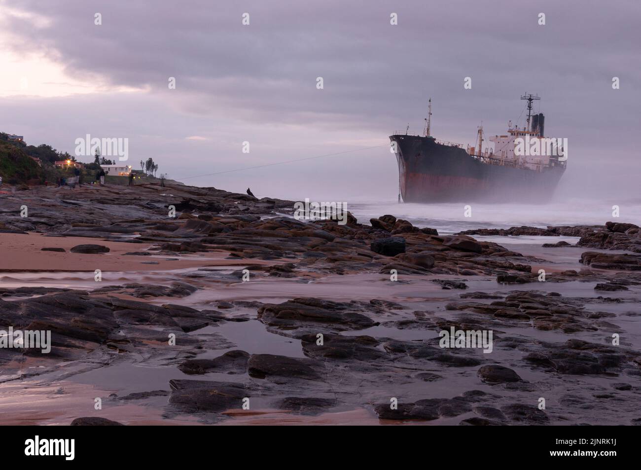 Beached Merchant Ship, Sheffield Beach. Foto Stock
