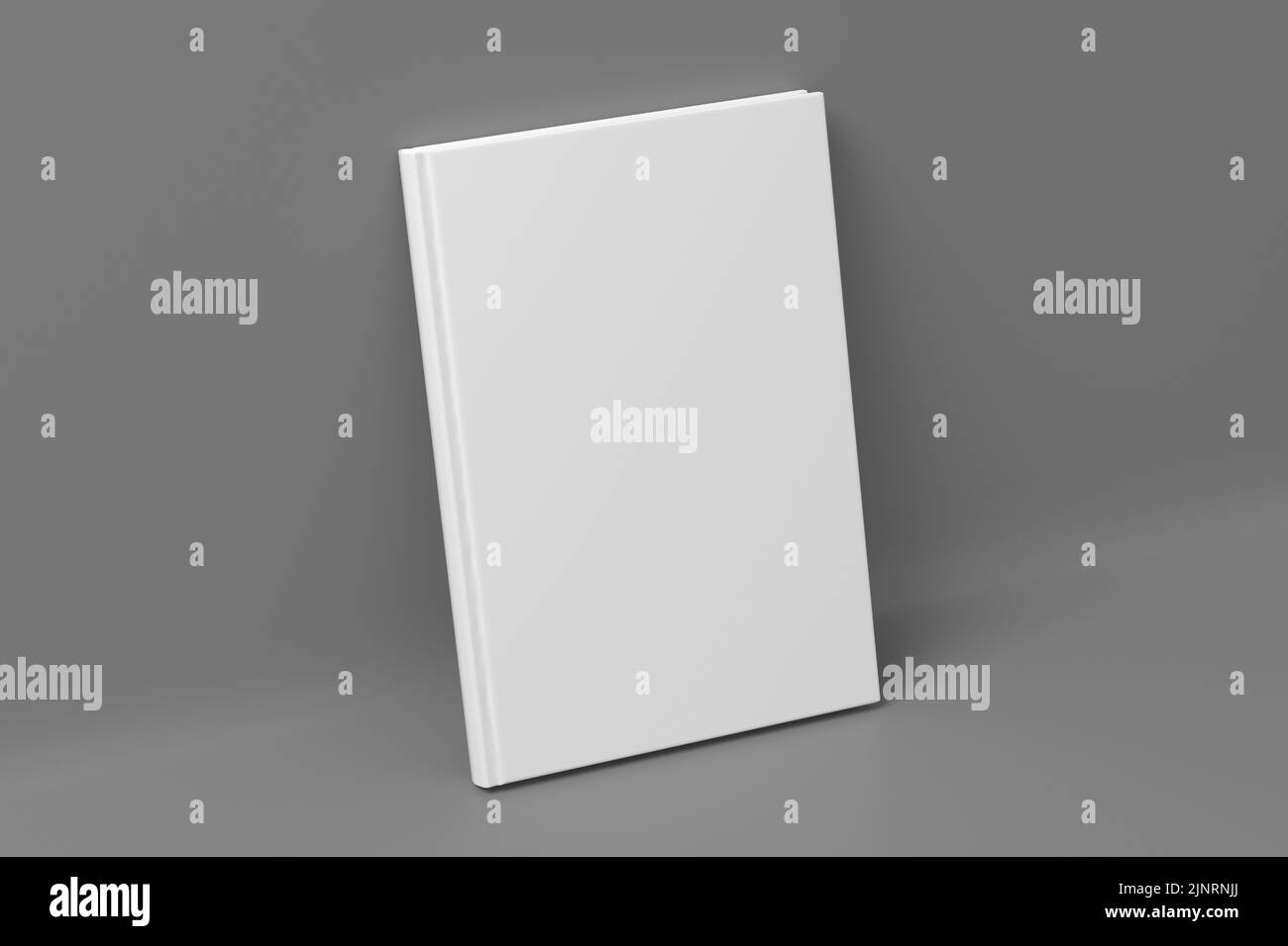 Modello di copertina rigida verticale vuota su sfondo grigio. rendering 3d Foto Stock