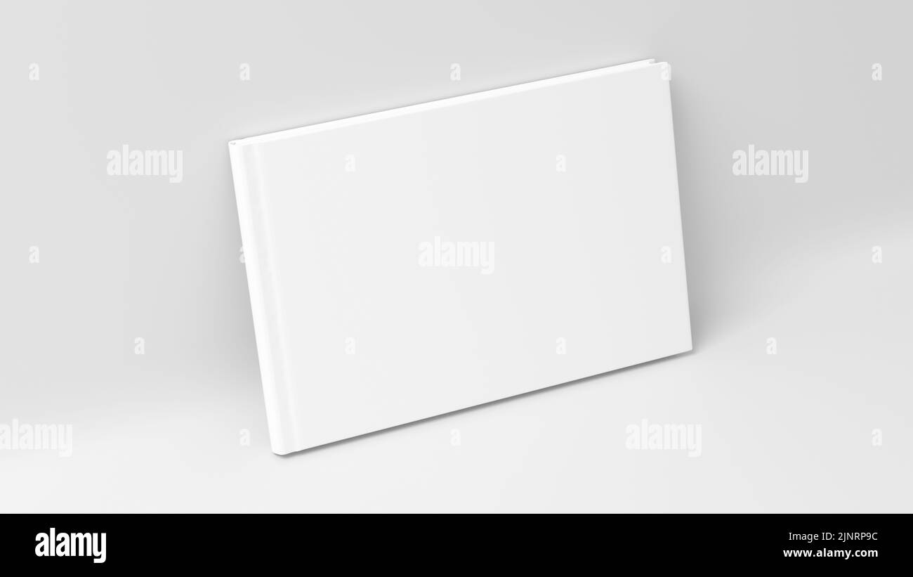 Modello di copertina rigida orizzontale vuota su sfondo bianco. rendering 3d Foto Stock