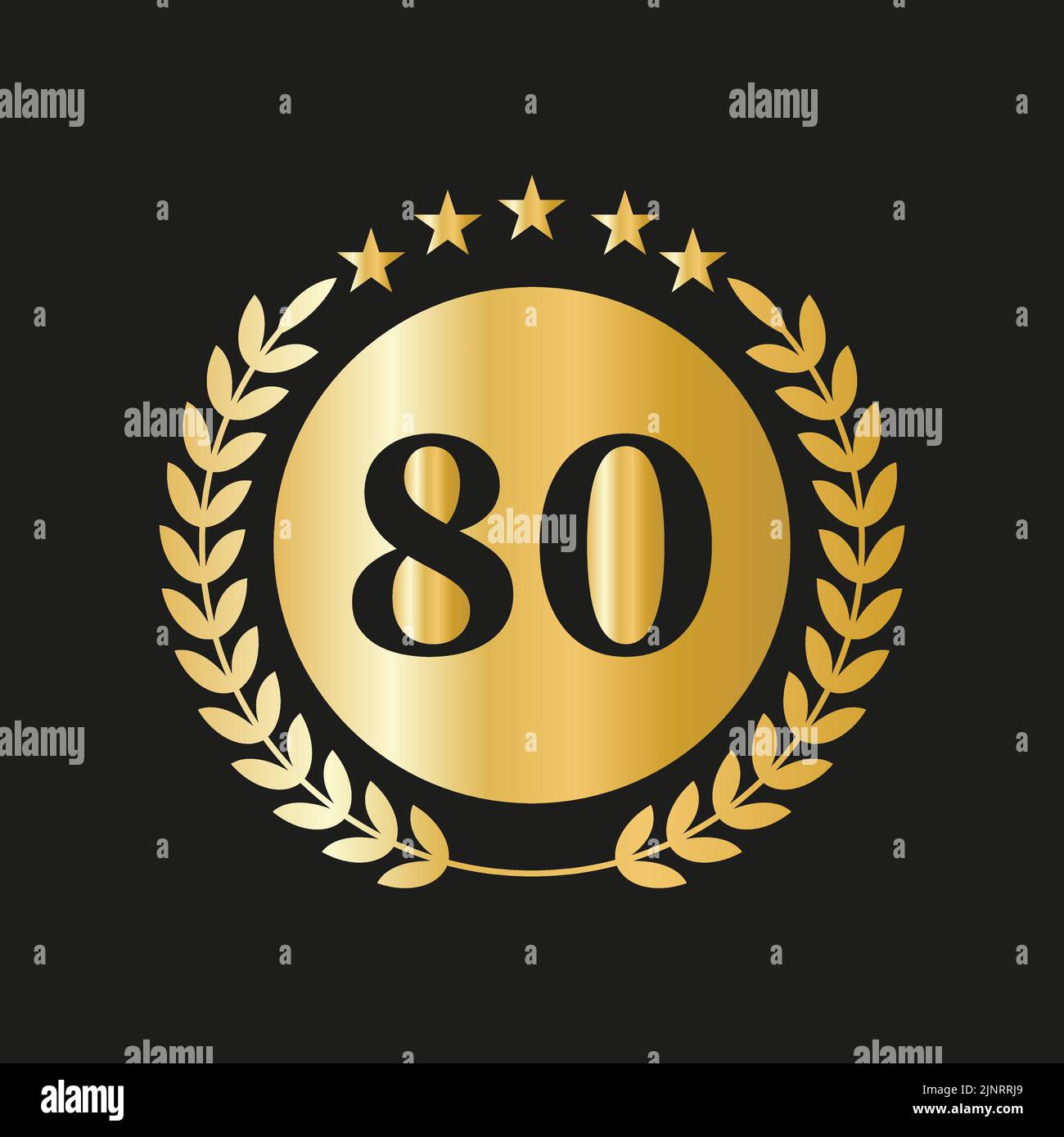 80th anni anniversario Celebrazione icona Vector Logo modello con concetto d'oro Illustrazione Vettoriale