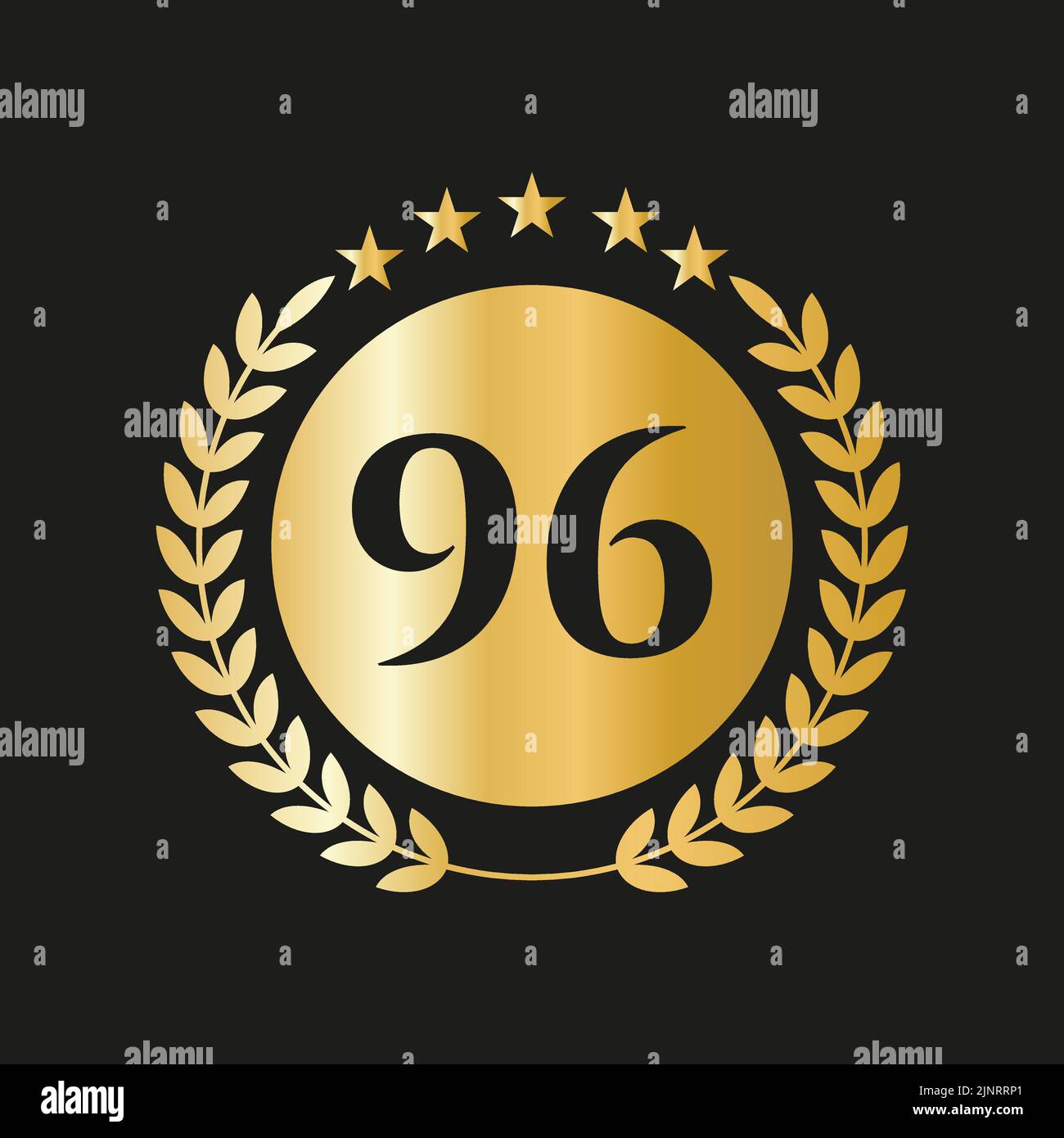 96th anni anniversario Celebrazione icona Vector Logo modello con concetto d'oro Illustrazione Vettoriale