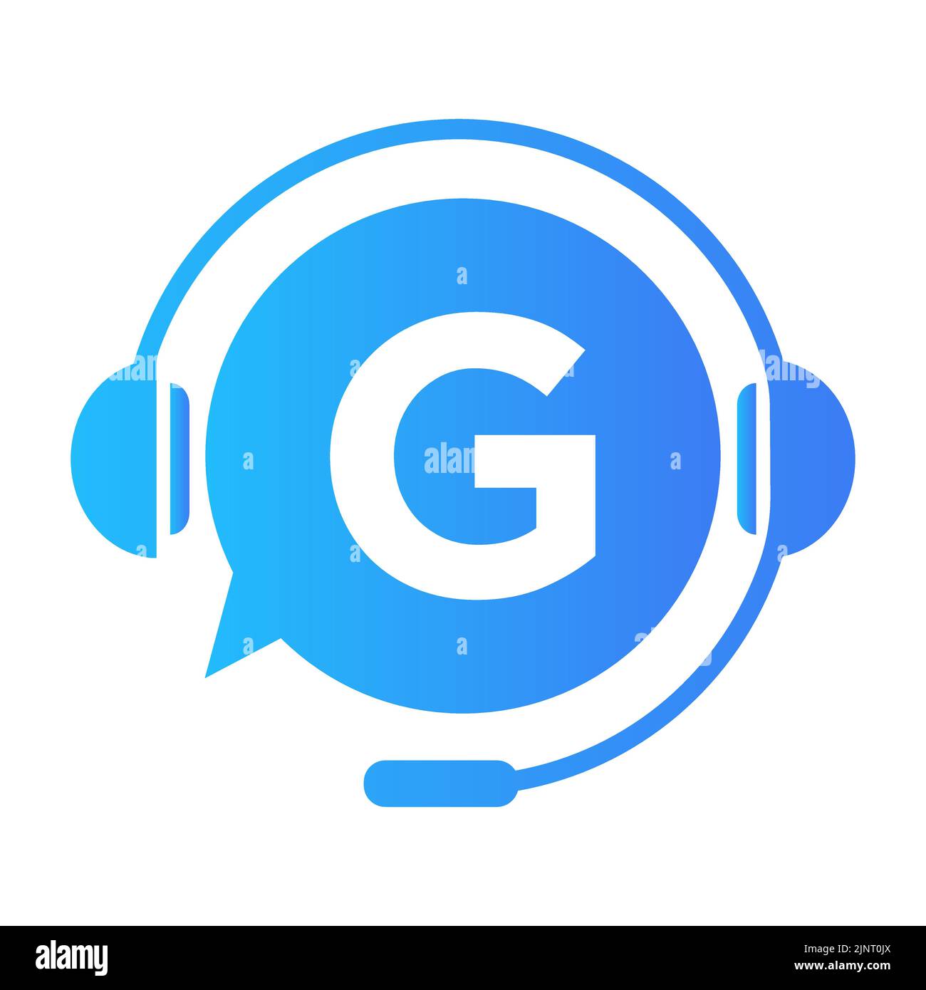 Comunicazione, logo chat sul modello lettera G. Fumetto, icona del segno di consultazione con lettera G. Illustrazione Vettoriale