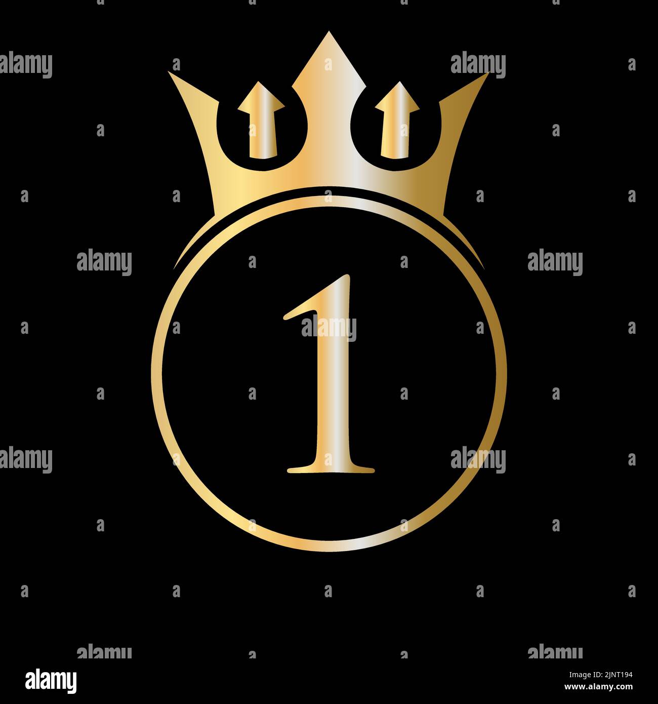 Logo Luxury Letter 1 Crown. Logo Crown sulla lettera 1 modello vettoriale per la bellezza, la moda, la stella, segno elegante Illustrazione Vettoriale