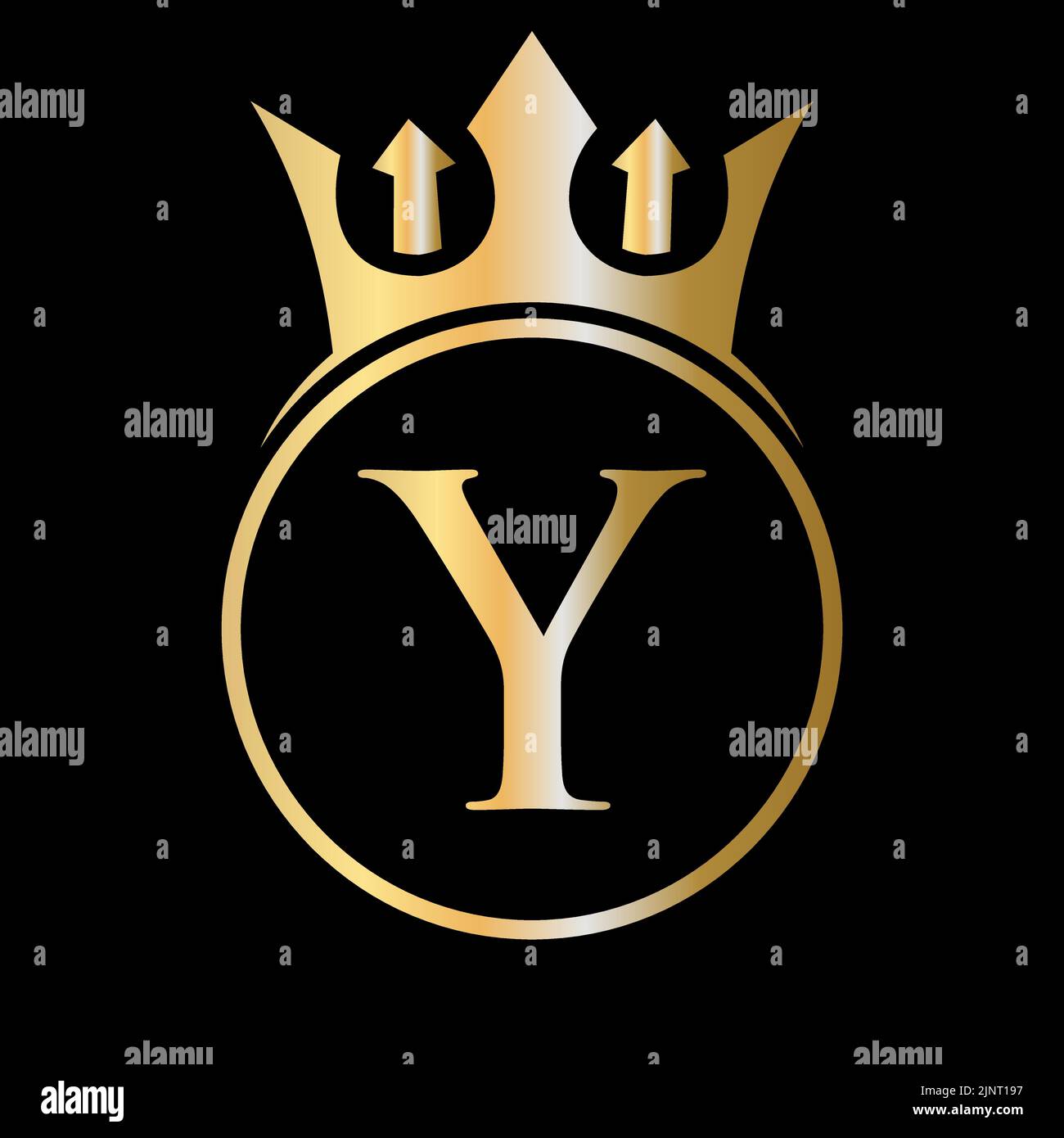 Logo Luxury Letter Y Crown. Logo Crown sulla lettera Y modello vettoriale per la bellezza, la moda, la stella, segno elegante Illustrazione Vettoriale