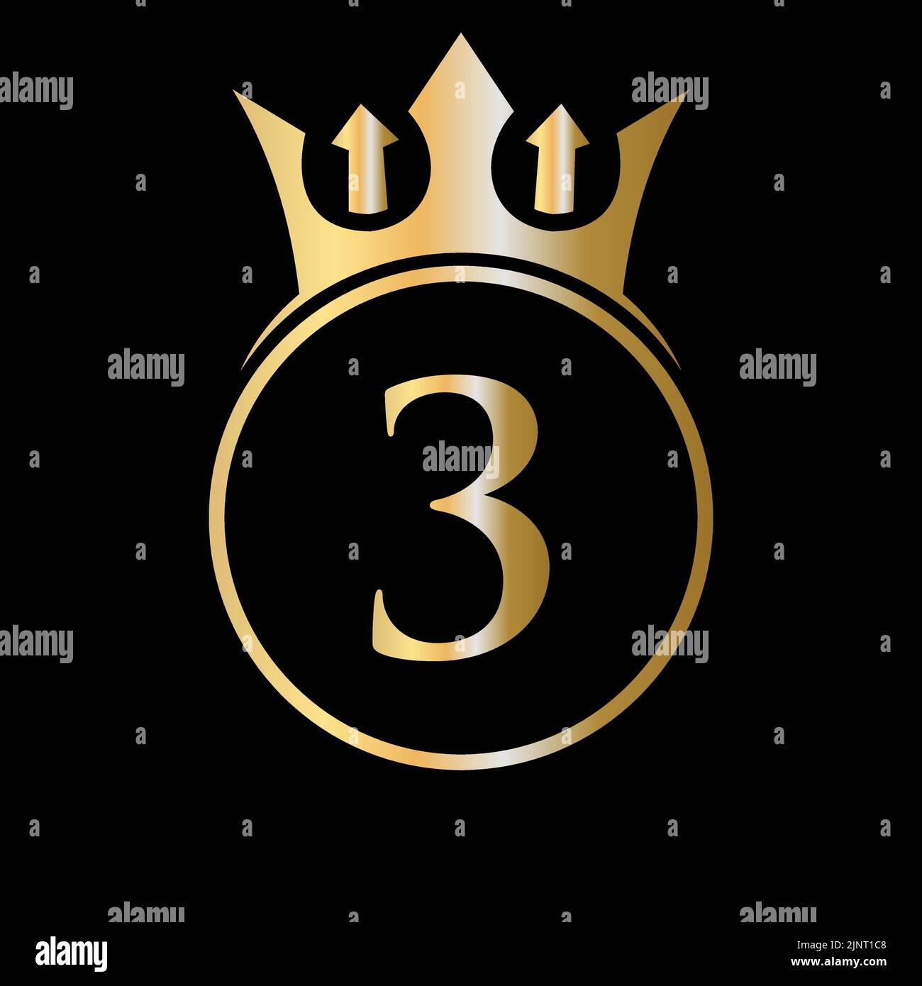 Logo Luxury Letter 3 Crown. Logo Crown sulla lettera 3 modello vettoriale per la bellezza, la moda, la stella, segno elegante Illustrazione Vettoriale