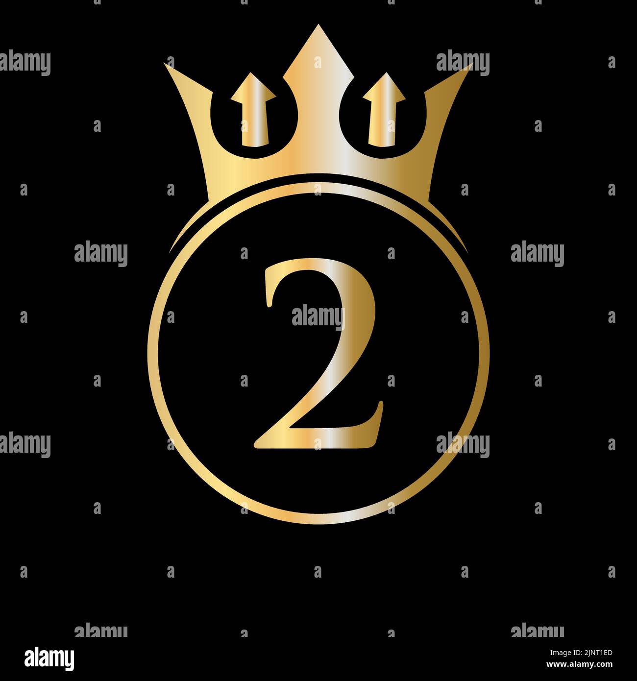 Logo Luxury Letter 2 Crown. Logo Crown sulla lettera 2 modello vettoriale per la bellezza, la moda, la stella, segno elegante Illustrazione Vettoriale