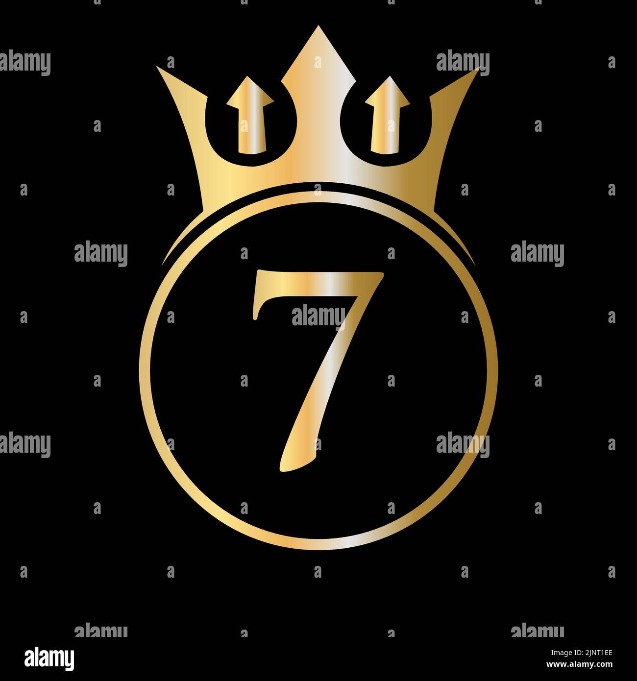 Logo Luxury Letter 7 Crown. Logo Crown sulla lettera 7 modello vettoriale per la bellezza, la moda, la stella, segno elegante Illustrazione Vettoriale