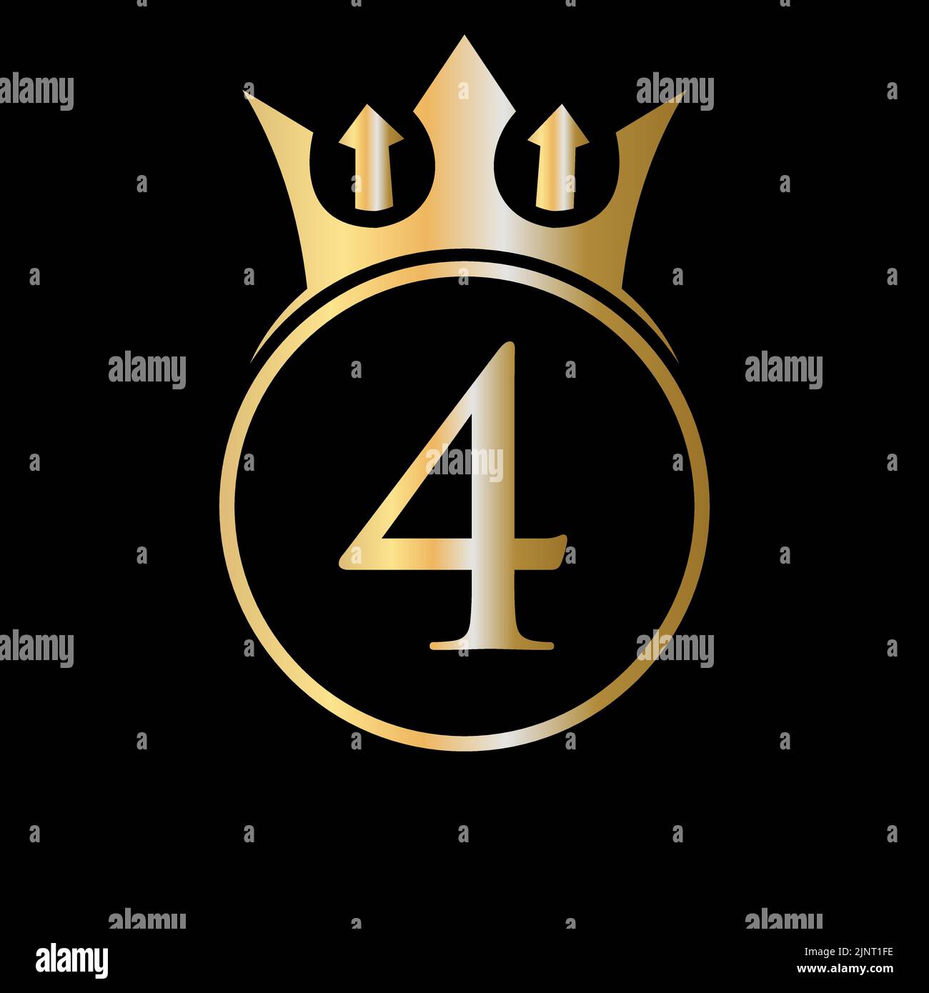 Logo Luxury Letter 4 Crown. Logo Crown sulla lettera 4 modello vettoriale per la bellezza, la moda, la stella, segno elegante Illustrazione Vettoriale