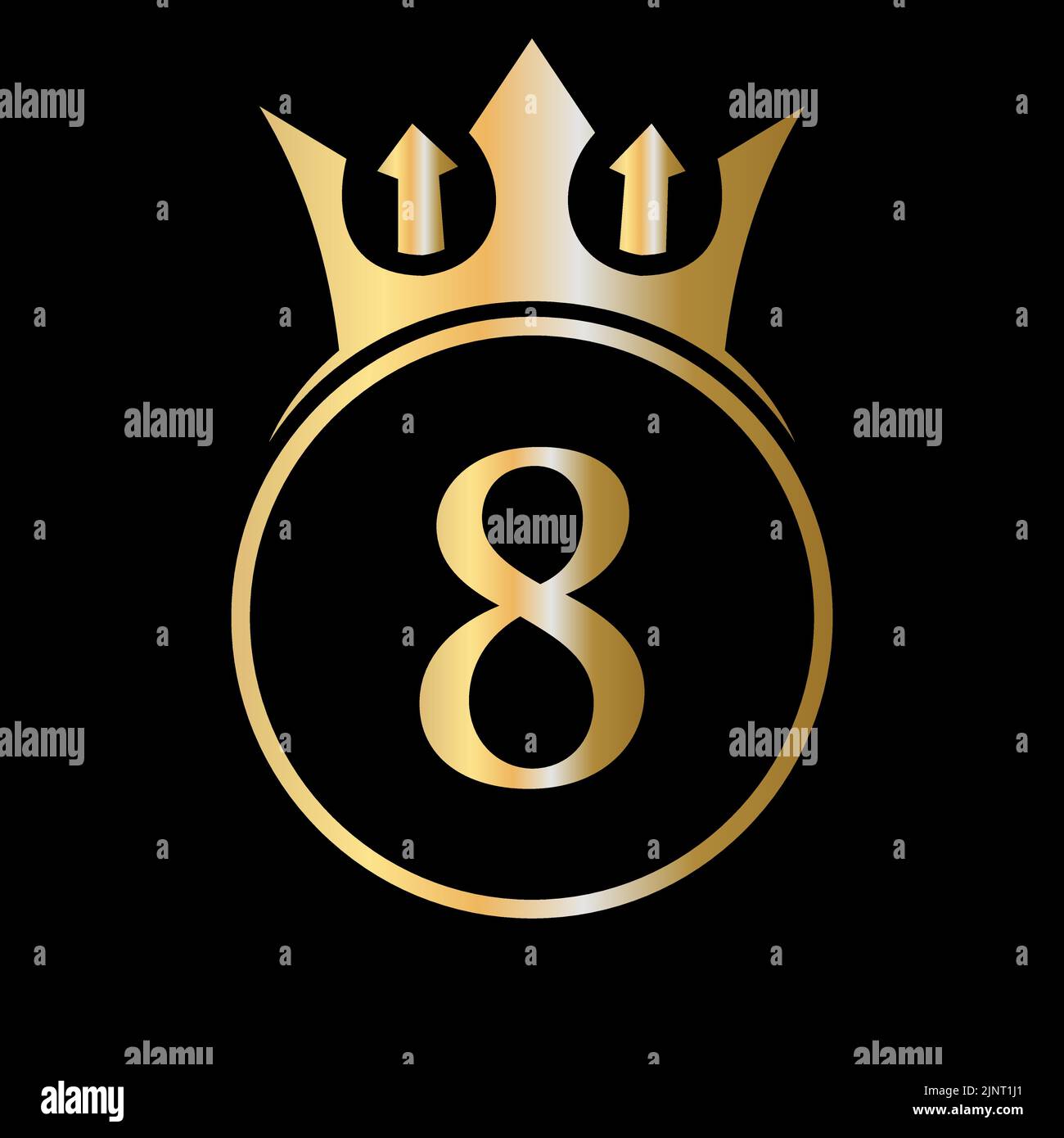 Logo Luxury Letter 8 Crown. Logo Crown sulla lettera 8 modello vettoriale per la bellezza, la moda, la stella, segno elegante Illustrazione Vettoriale