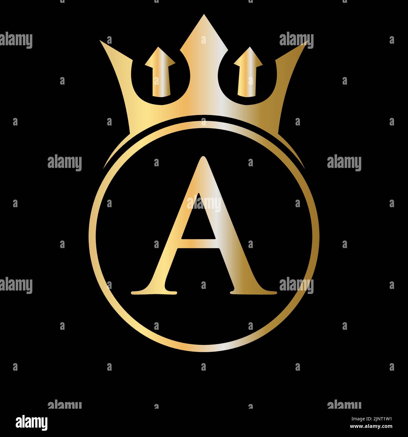 Lettera di lusso Con logo Crown. Logo Crown sulla lettera Un modello vettoriale per la bellezza, la moda, la stella, segno elegante Illustrazione Vettoriale