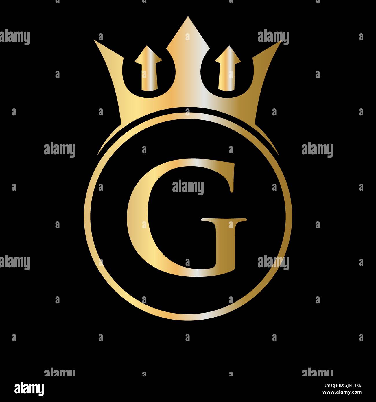 Logo Luxury lettera G Crown. Logo Crown sulla lettera G modello vettoriale per la bellezza, la moda, la stella, segno elegante Illustrazione Vettoriale