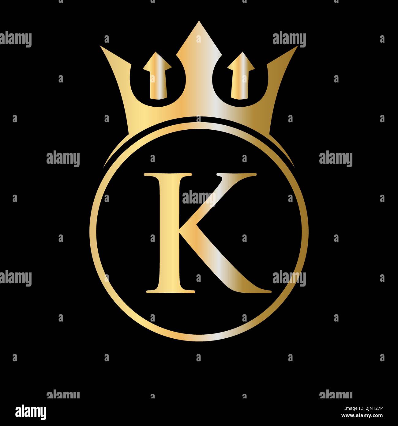 Logo Luxury Letter K Crown. Logo Crown sulla lettera K modello vettoriale per la bellezza, la moda, la stella, segno elegante Illustrazione Vettoriale