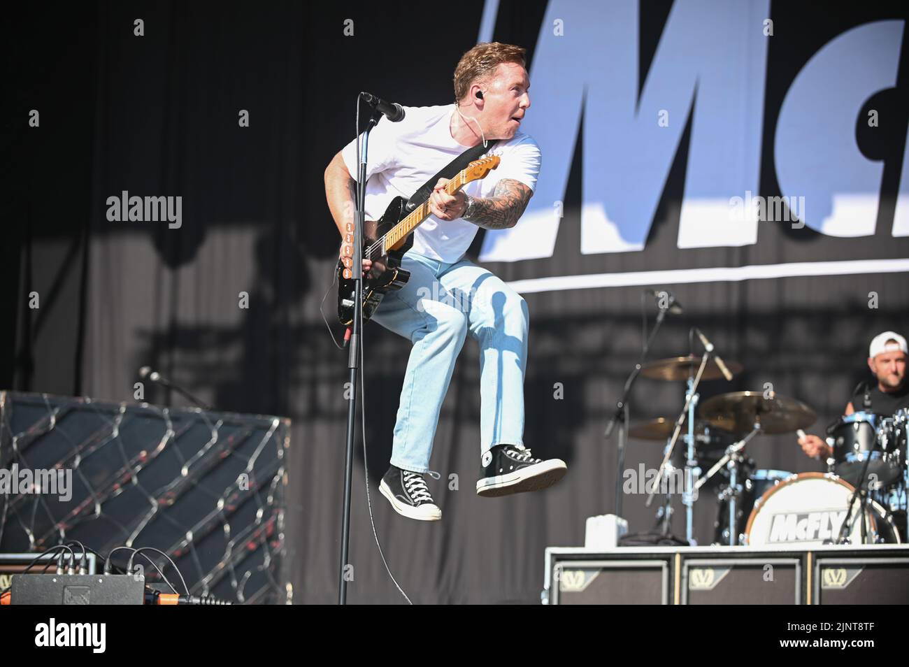 13 agosto 2022, Dogaser, South Yorkshire, U.K: McFly Performing at Doncaster Racecourse , UK , 13.08.2022 (Credit Image: © Robin Burns/ZUMA Press Wire) Foto Stock