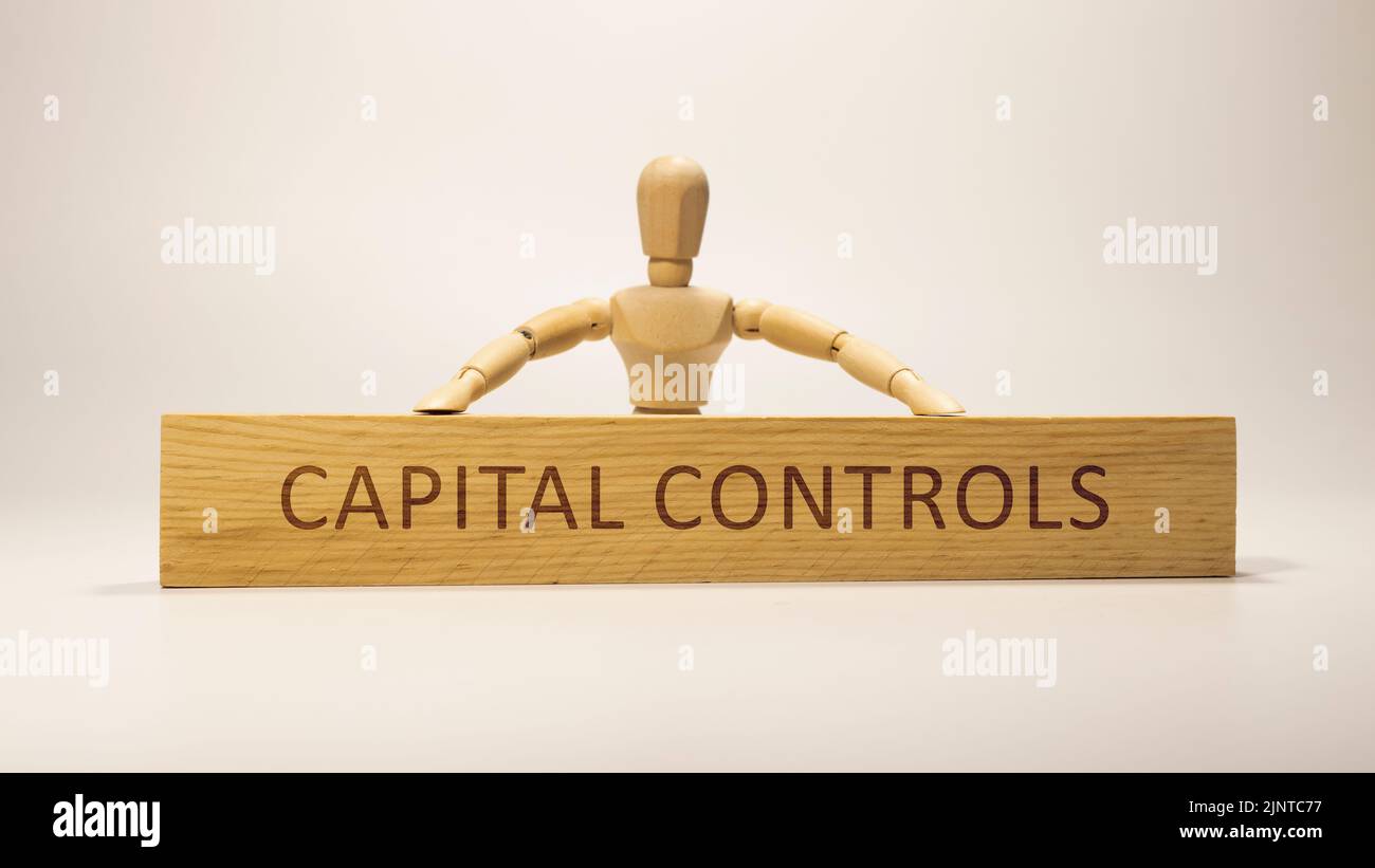 Capitale controlla parola scritta su superficie di legno. Concetto di casa e costruzione in background Foto Stock