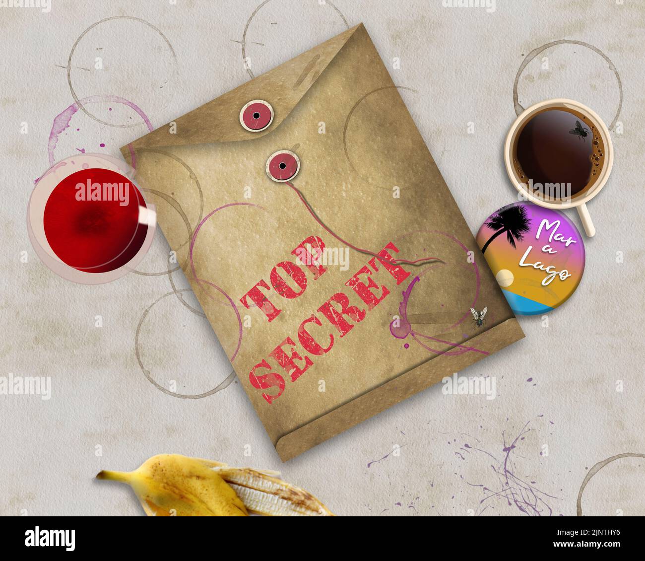 Si tratta di un'illustrazione 3-d sui documenti top secret che sono stati recuperati a Mar-a-Lago e la cura di tali documenti. Foto Stock