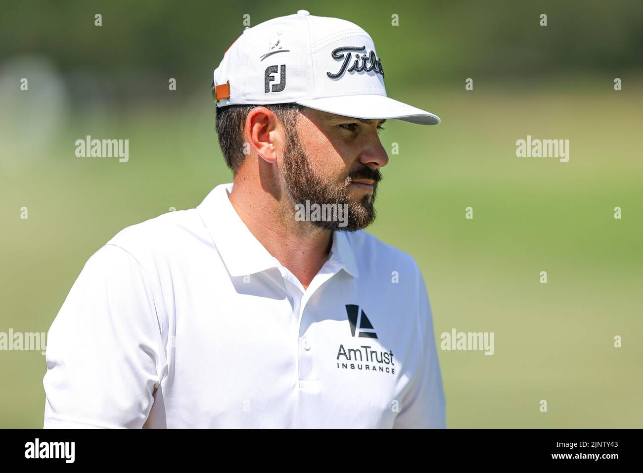 13 agosto 2022: Hayden Buckley durante il terzo round del torneo di golf FedEx St. Jude Championship al TPC Southwind di Memphis, Tennessee. Terreno grigio Siegel/Cal Sport Foto Stock